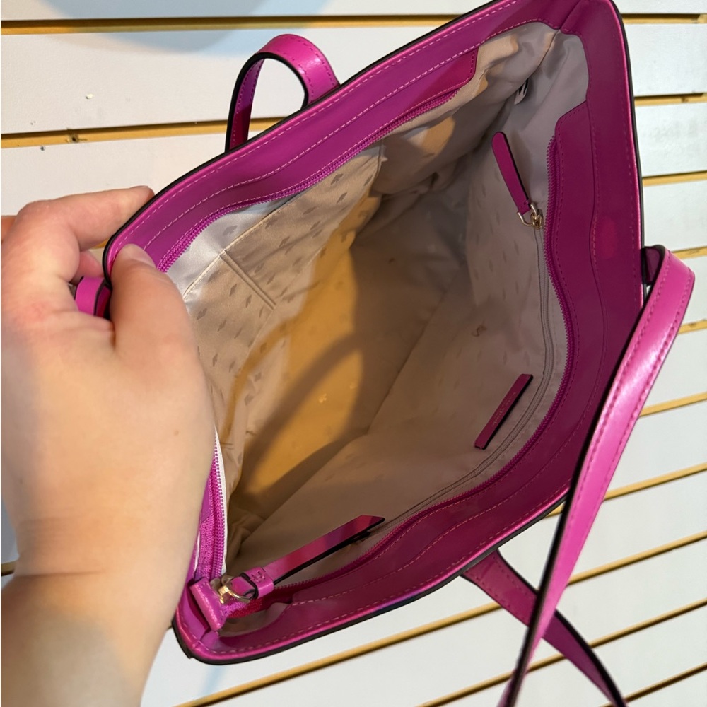 kate spade Hot Pink Leather Tote with Flower Charm - Picture 4 of 4
